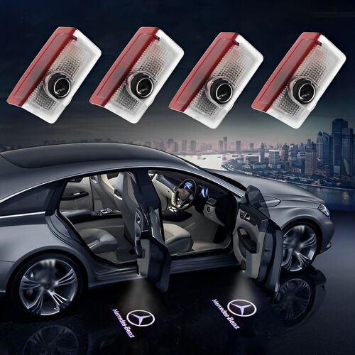 Đèn logo rọi cánh cửa trên Mercedes chính hãng