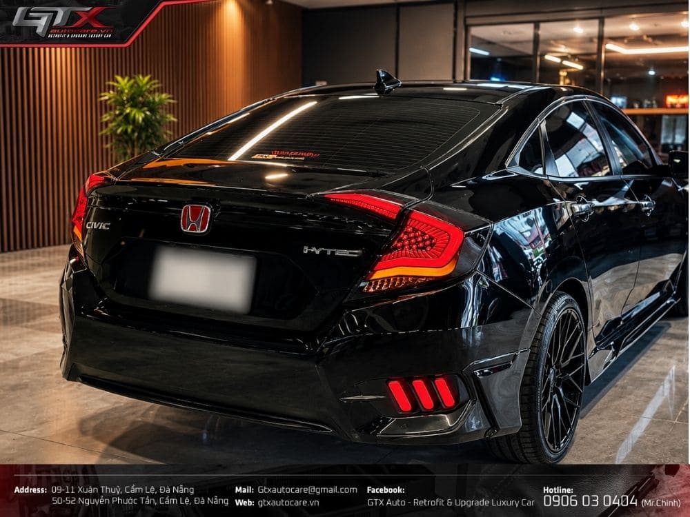 Đèn hậu độ LED Honda Civic sau khi lắp