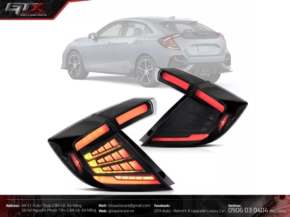 So sánh đèn hậu honda civic chính hãng và độ