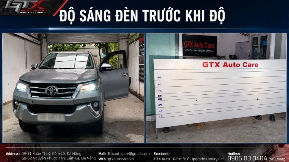 Test ánh sáng của đèn zin trước khi nâng cấp