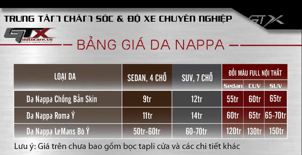 Bảng giá bọc ghế da ô tô mazda 3