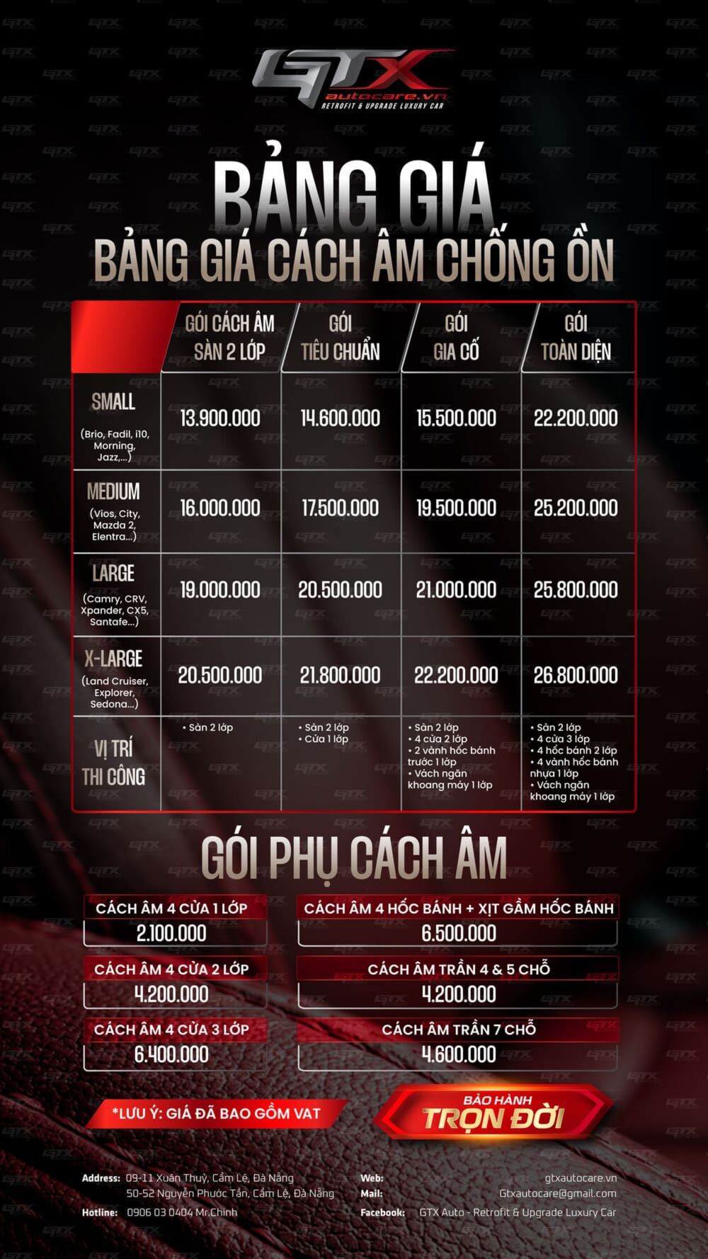 Bảng giá cách âm