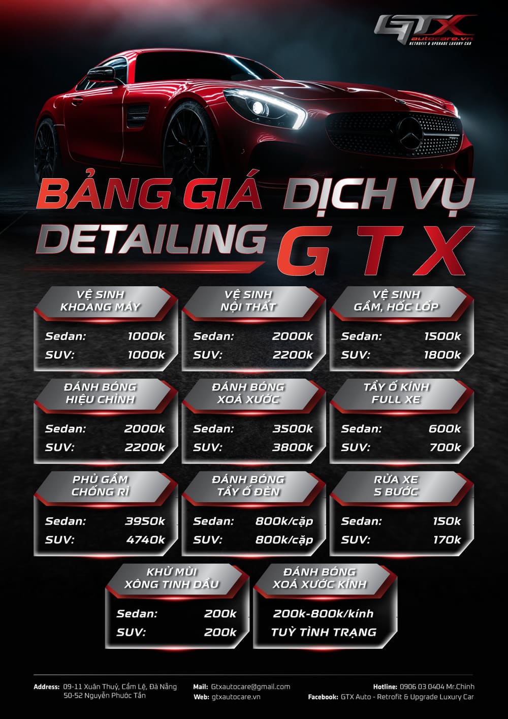 Bảng giá dịch vụ chăm sóc xe hơi năm 2026