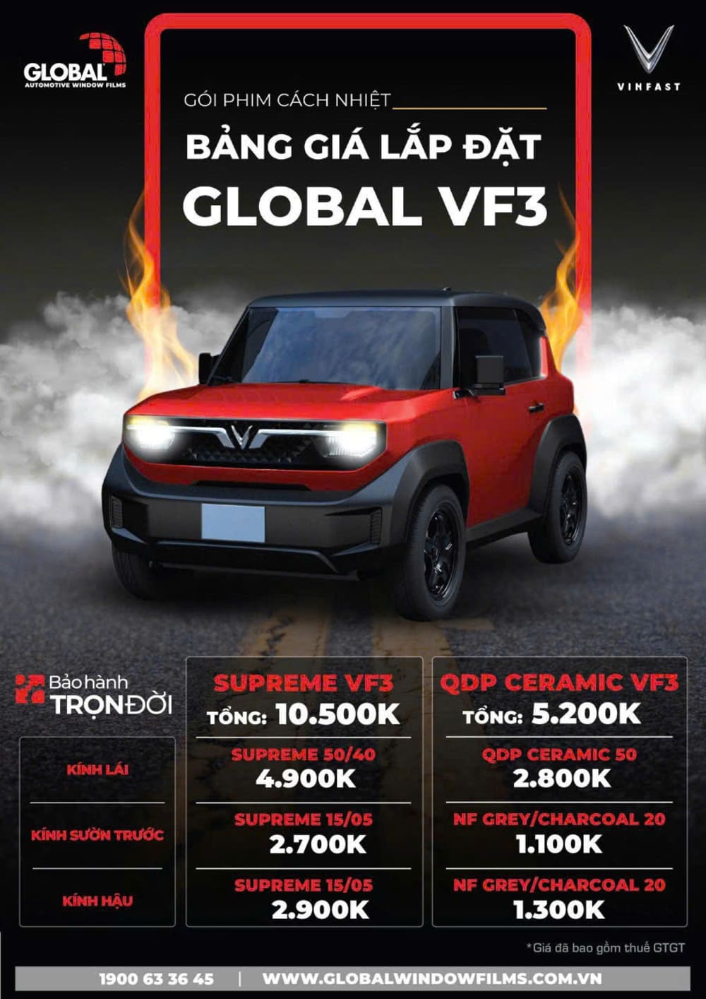 Bảng giá lắp đặt Global cho VF3
