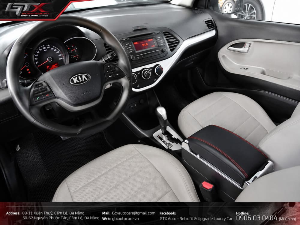 Bệ tỳ tay Kia Morning cao cấp 7 cổng sạc 