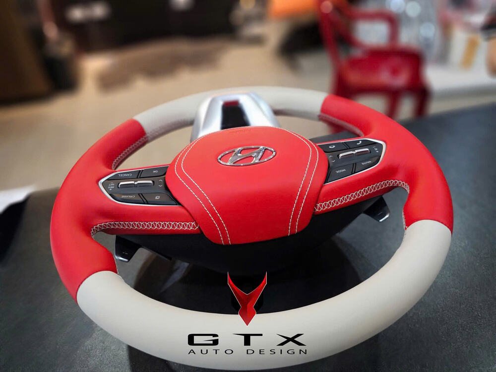 Bọc da nappa cho vô lăng Hyundai Santafe