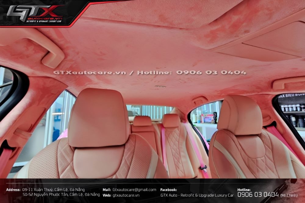 Bọc trần da ô tô màu hồng