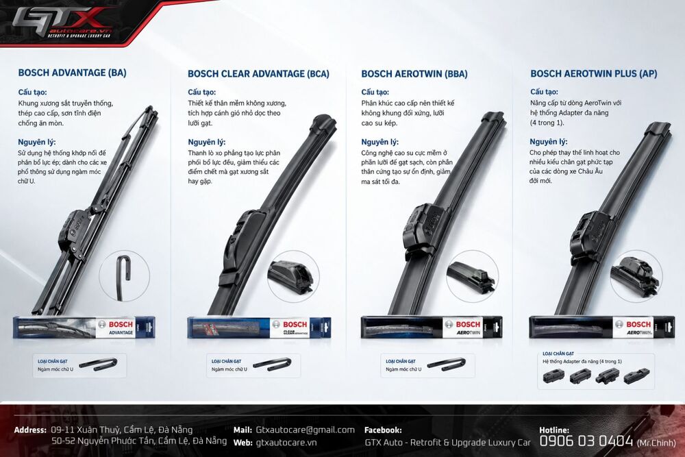 Các loại gạt mưa của Bosch trên thị trường