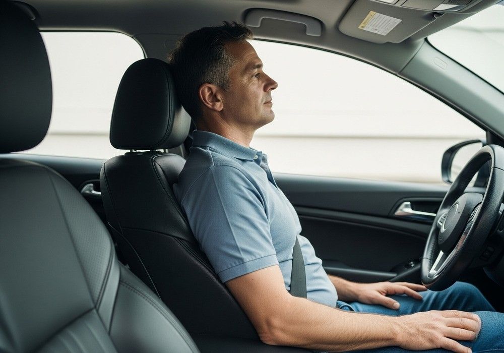 Cơ thể ngồi áp sát với lưng ghế