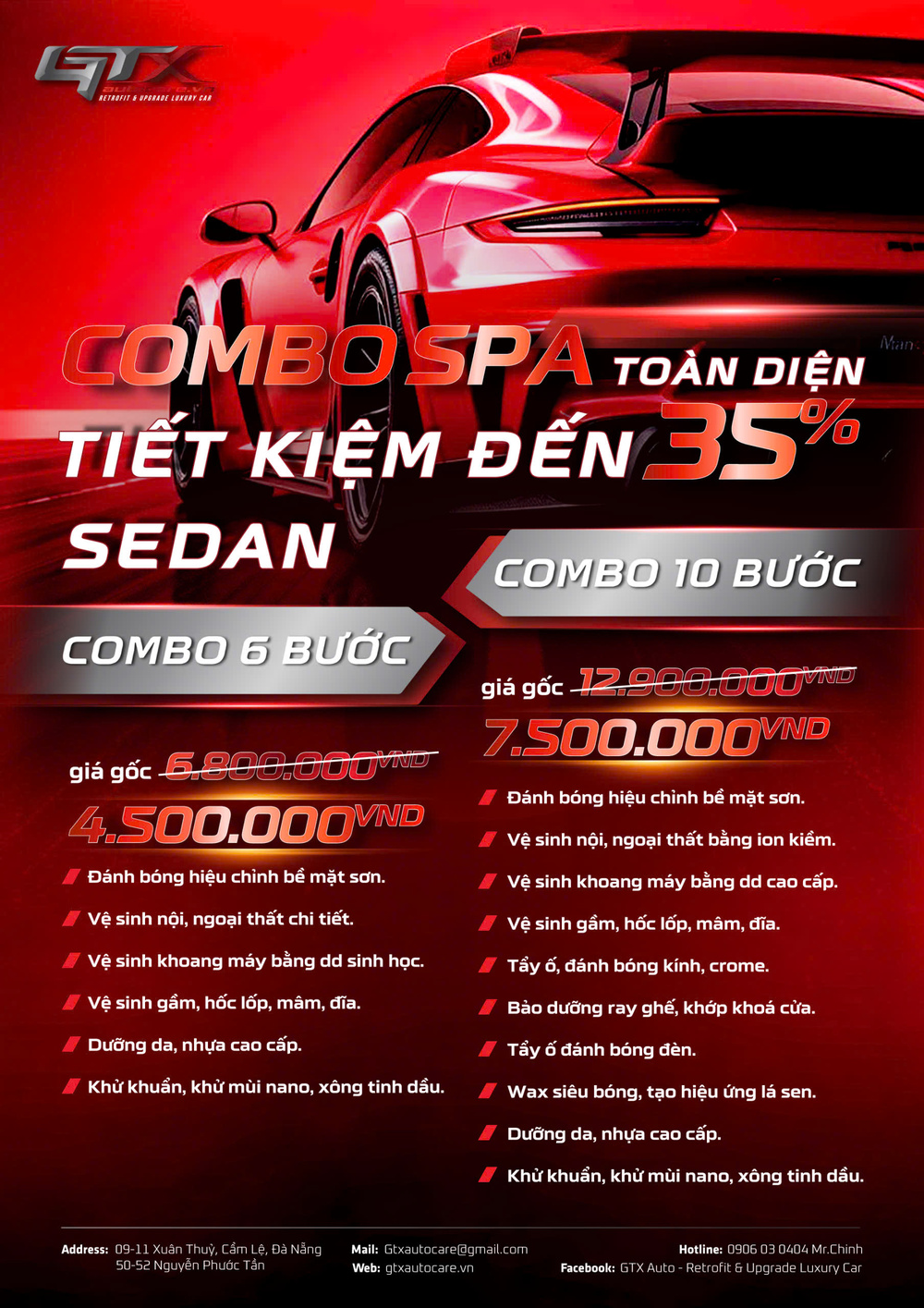 Giá Combo Spa Toàn Diện Cho Xe SEDAN