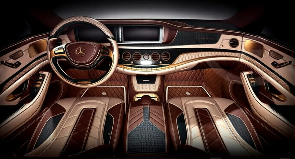 Da nappa trên nền Mercedes s class