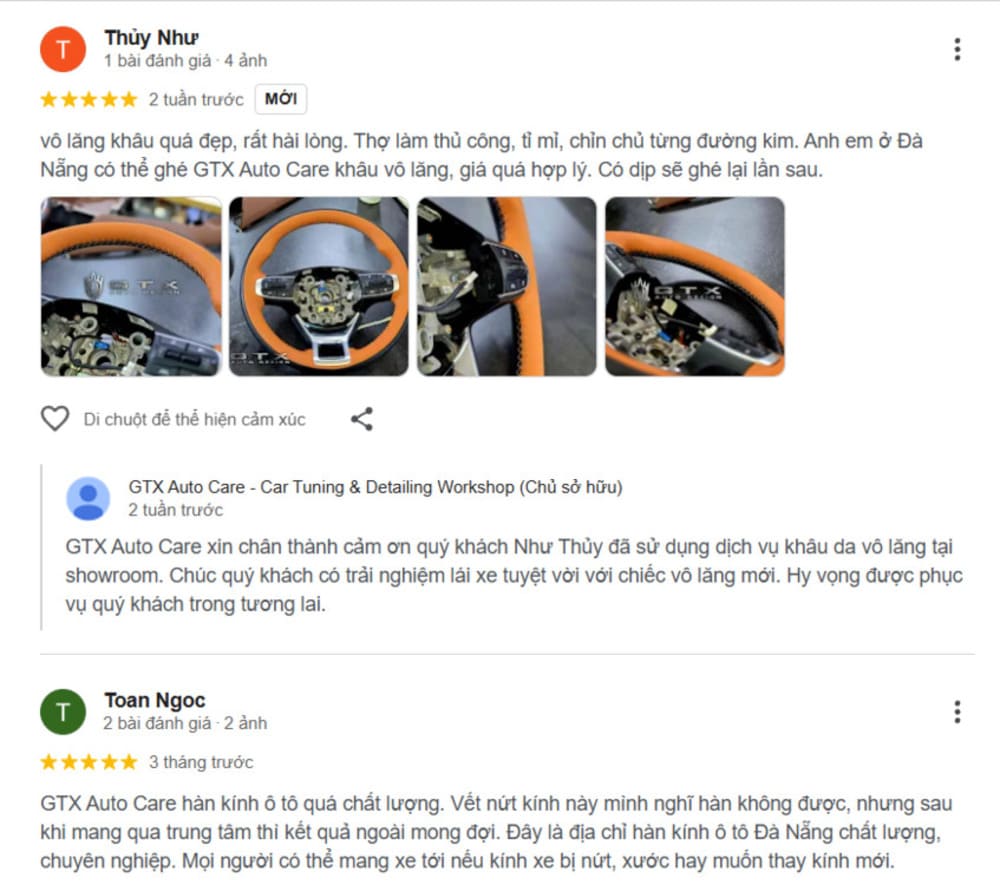 Đánh giá của khách hàng trên Google Map khi sử dụng dịch vụ