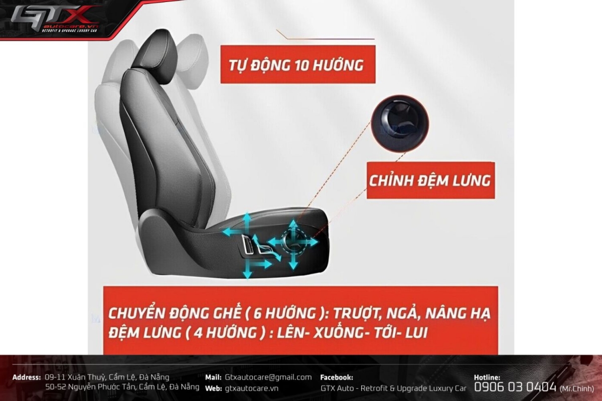 Độ ghế chỉnh điện ô tô 10 hướng tại GTX Auto Care