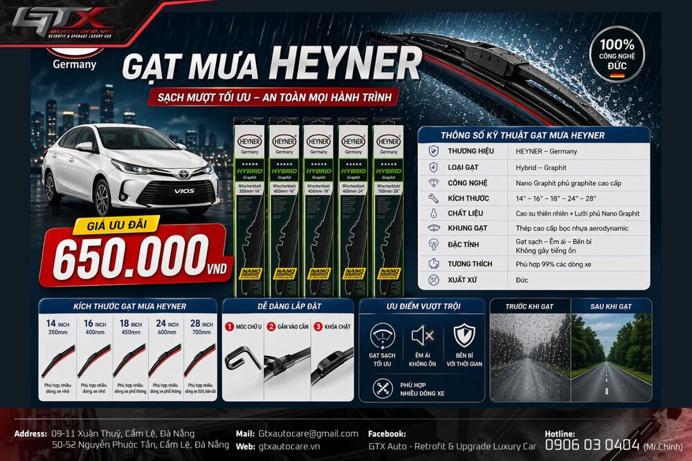 Gạt mưa Heyner của Đức, tương thích KIA Morning giá 650.000VND/ 1 bộ