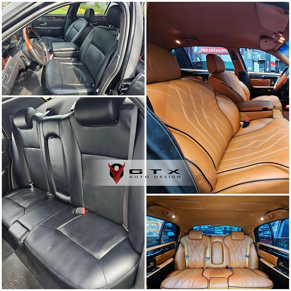 Ghế sau Lincoln trước và sau khi bọc ghế da