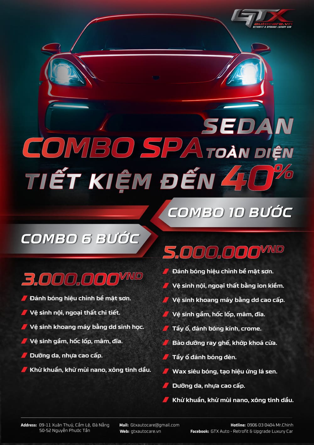 Giá Combo Spa Toàn Diện Cho Xe SEDAN