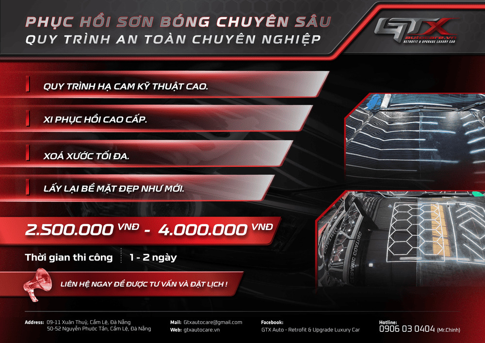 Giá Dịch Vụ Xóa Xước, Phục Hồi Sơn Bóng