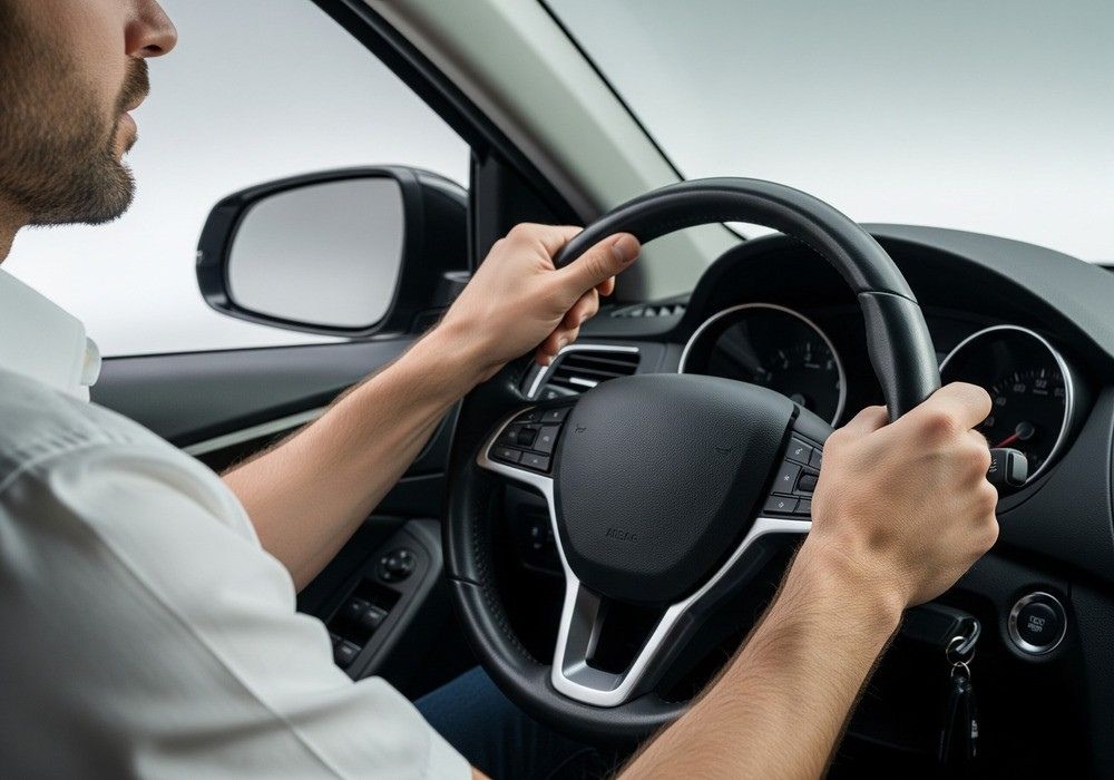 Giữ vô lăng ở vị trí 9h và 3h