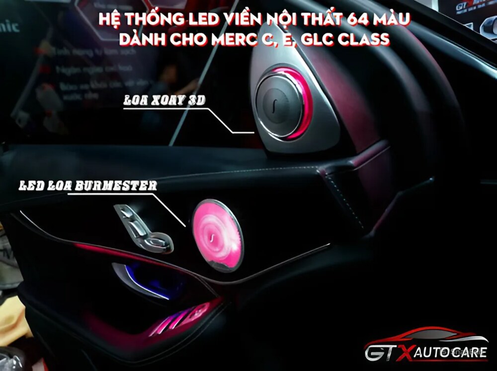 Lắp đặt loa xoay 3D cho Mercedes Burmester 64 màu