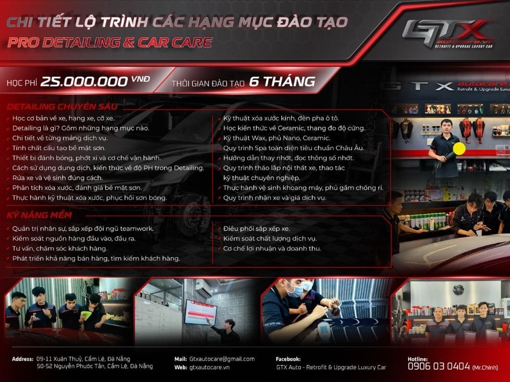 Lộ trình đào tạo hạng mục detailing tại GTX
