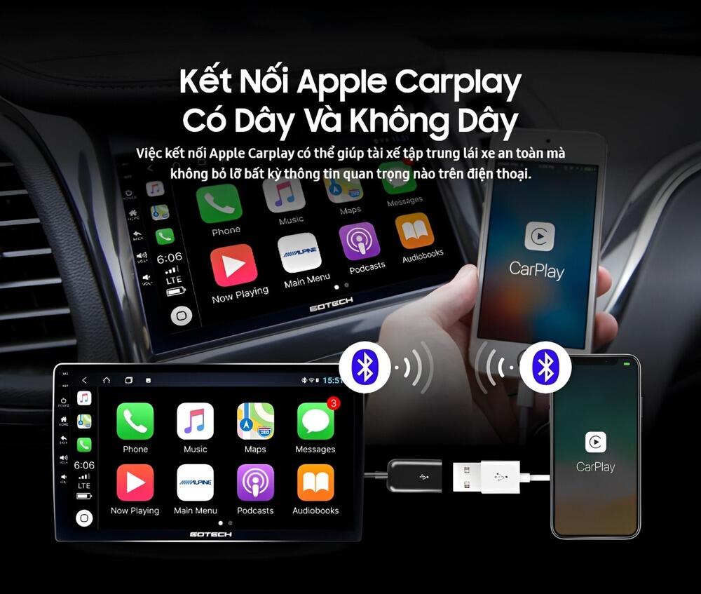 Màn hình ô tô Gotech tích hợp tính năng kết nối di động