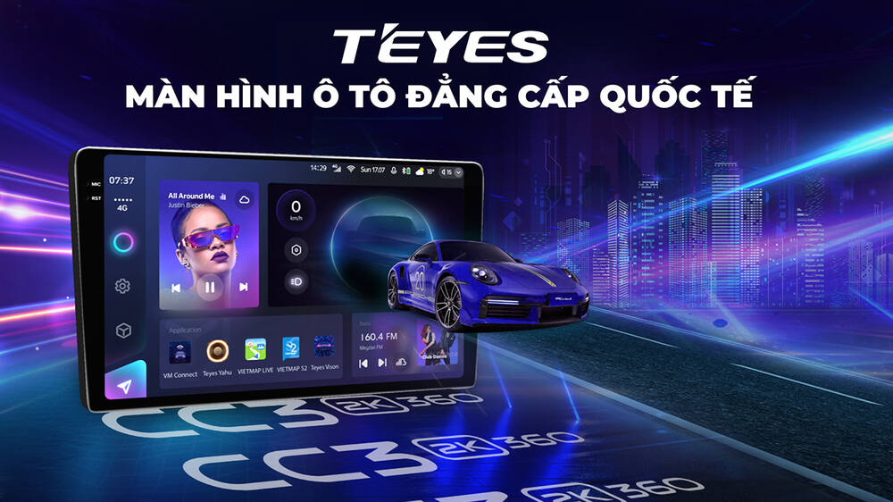 Màn hình Teyes với thiết kế bắt mắt