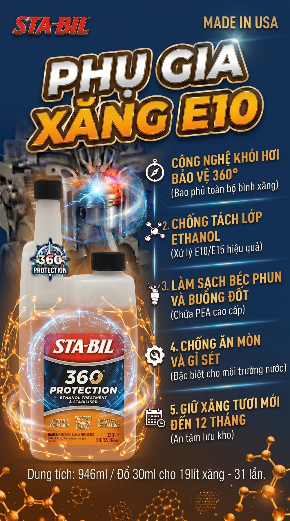 Những lý do chính khiến bạn cần sử dụng phụ gia sta-bil cho xăng e10