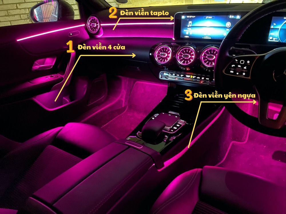 Những vị trí LED viền nội thất Mercedes Những vị trí LED viền nội thất Mercedes
