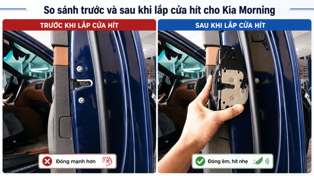So sánh cửa hít trước và sau khi lắp