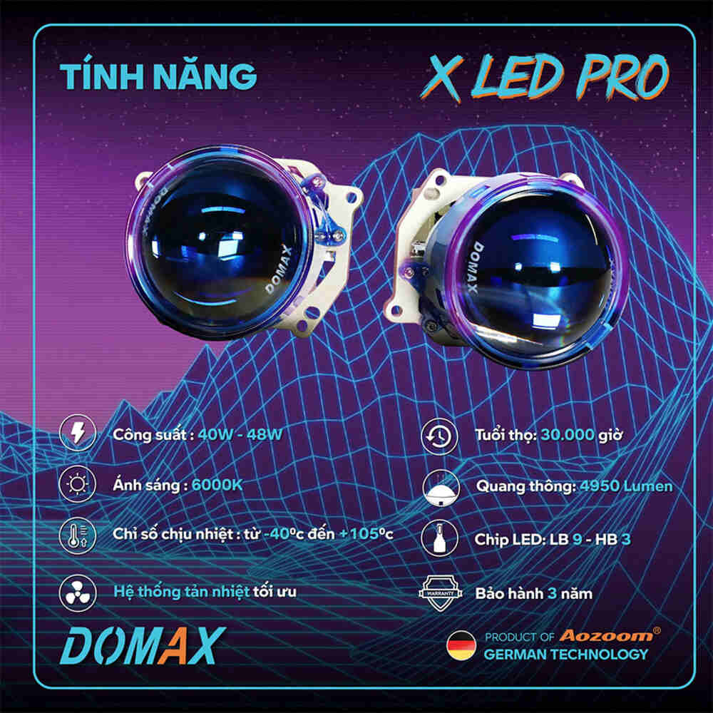 Thông số kỹ thuật của bi X-LED Pro Domax  