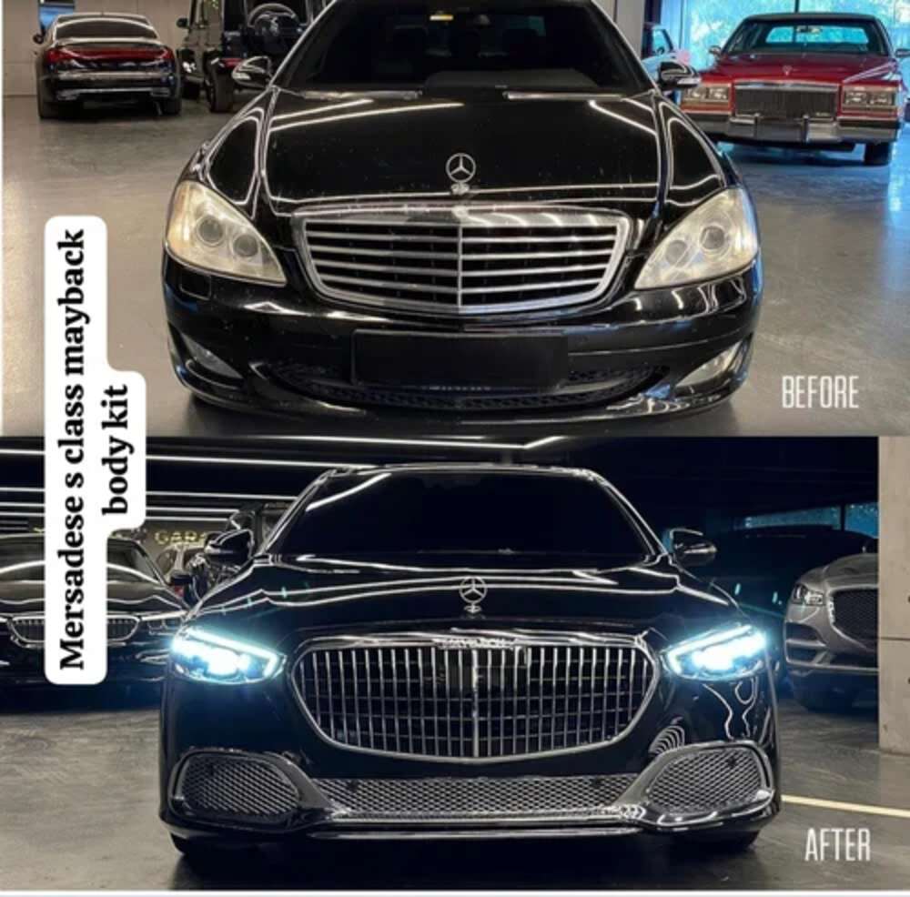 Trước và sau của phiên bản Mercedes S Class độ body kit Maybach