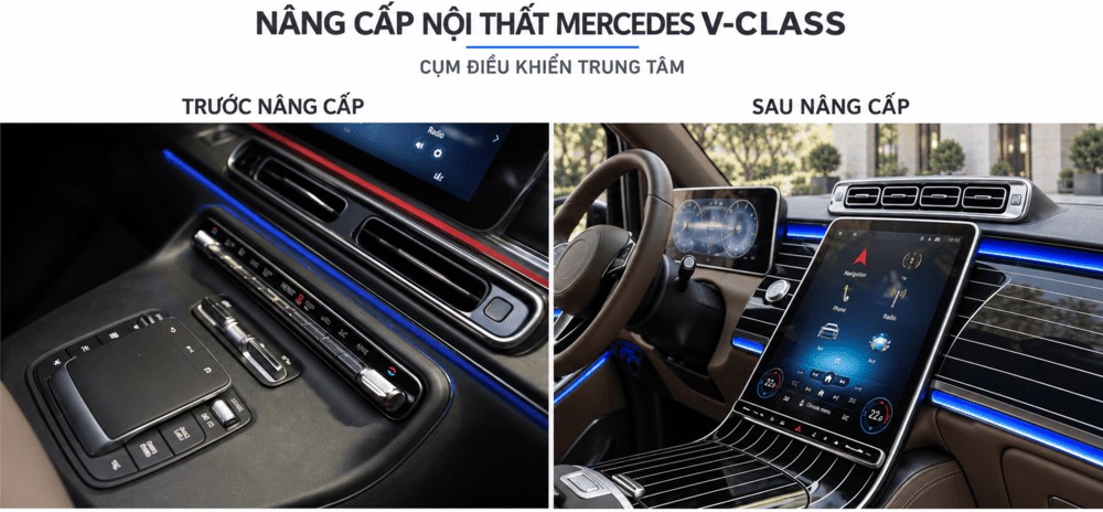 Trước và sau khi độ bệ điều khiển trung tâm cho Mercedes V Class