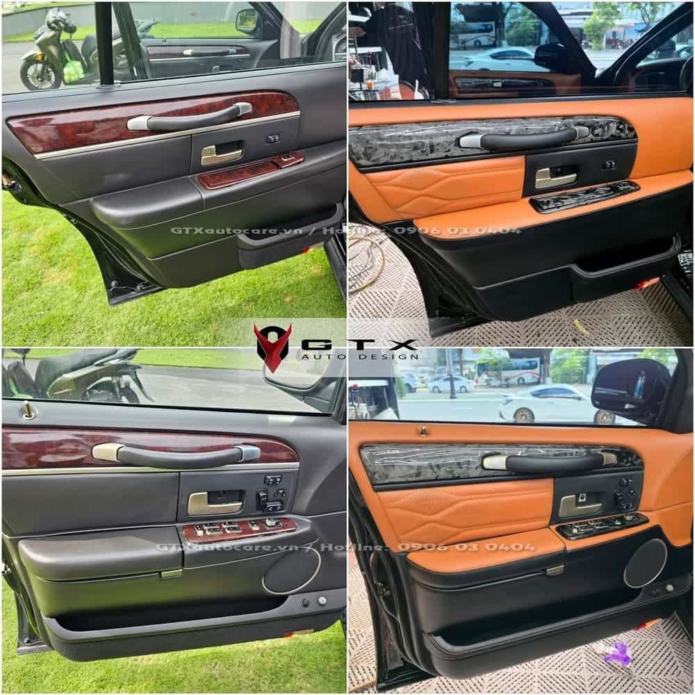 Trước và sau khi bọc da cho tapi cửa xe ô tô Lincoln Town  