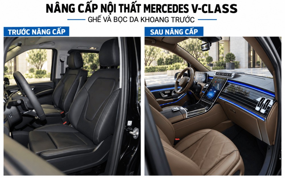 Trước và sau khi nâng cấp ghế trước cho Mercedes V Class