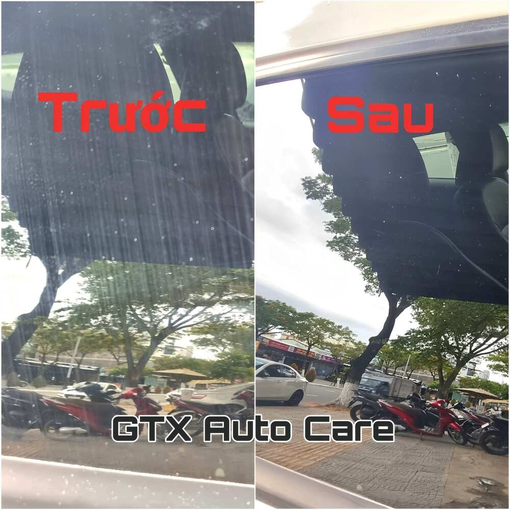 Trước và sau khi tẩy kính ô tô